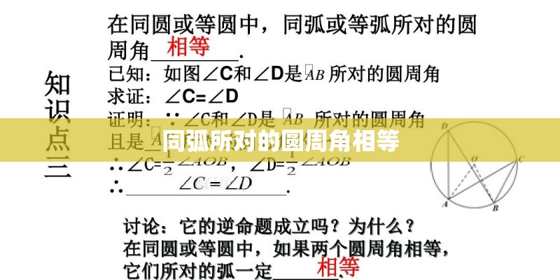 同弧所对的圆周角相等 同弧所对的圆周角相等