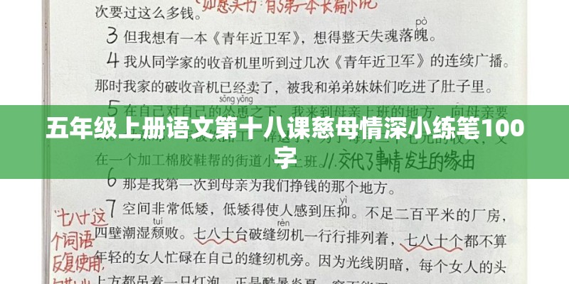 五年级上册语文第十八课慈母情深小练笔100字 五年级上册语文第十八课慈母情深小练笔100字