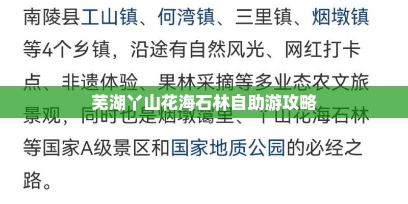 芜湖丫山花海石林自助游攻略